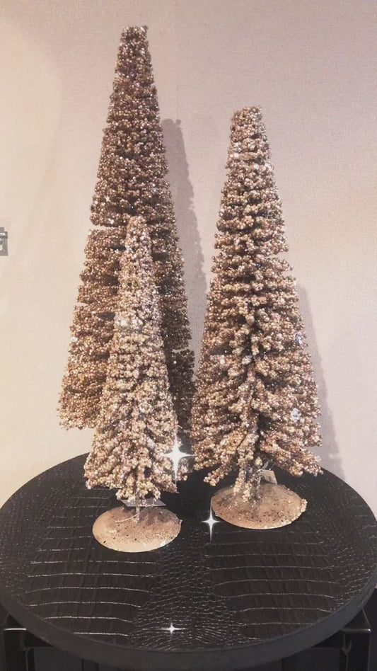 Ornament kerstboom glitter champagne