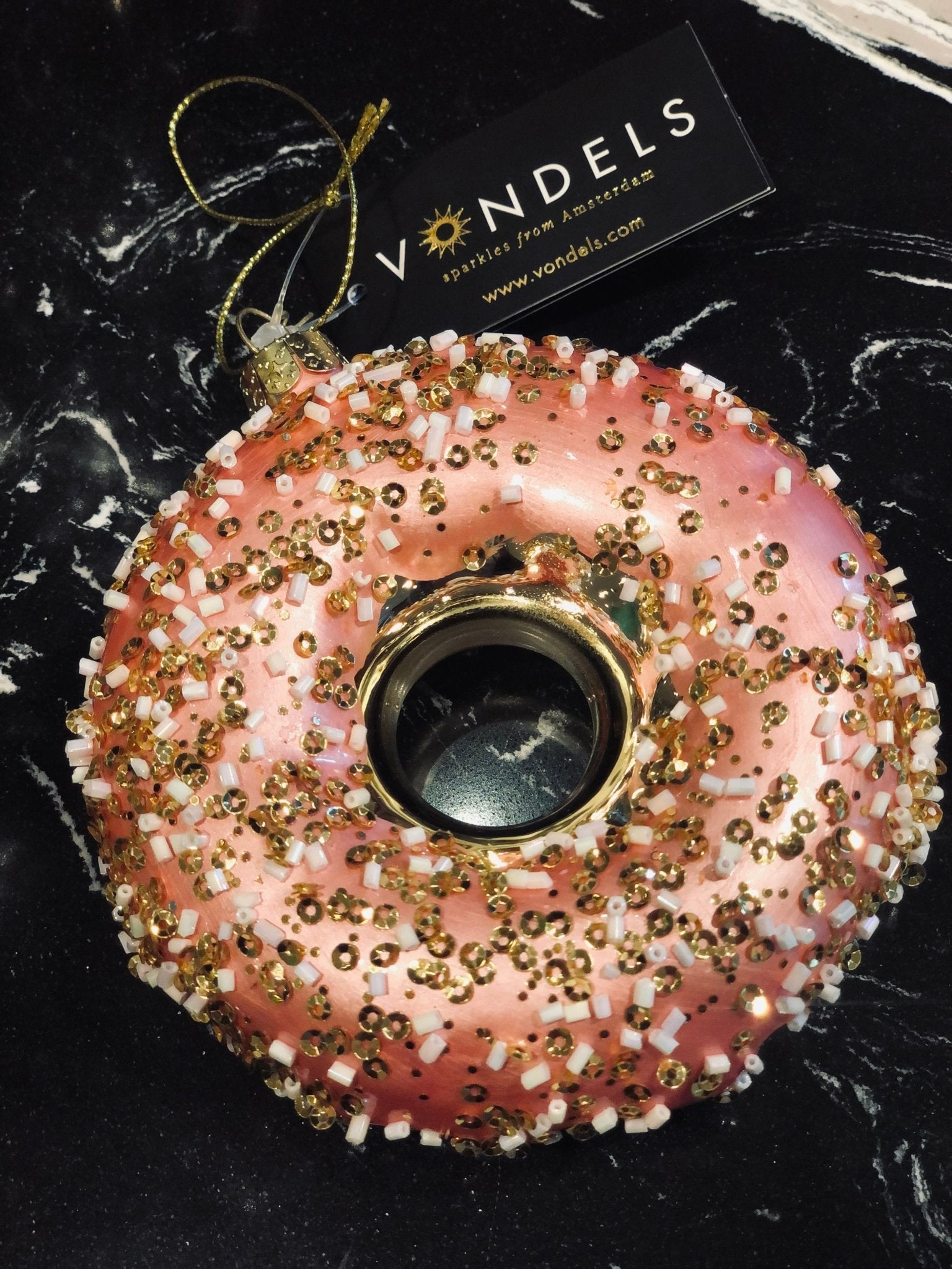 Vondels Kerstballen Donut Hanger | Goud en Roze Woonunique